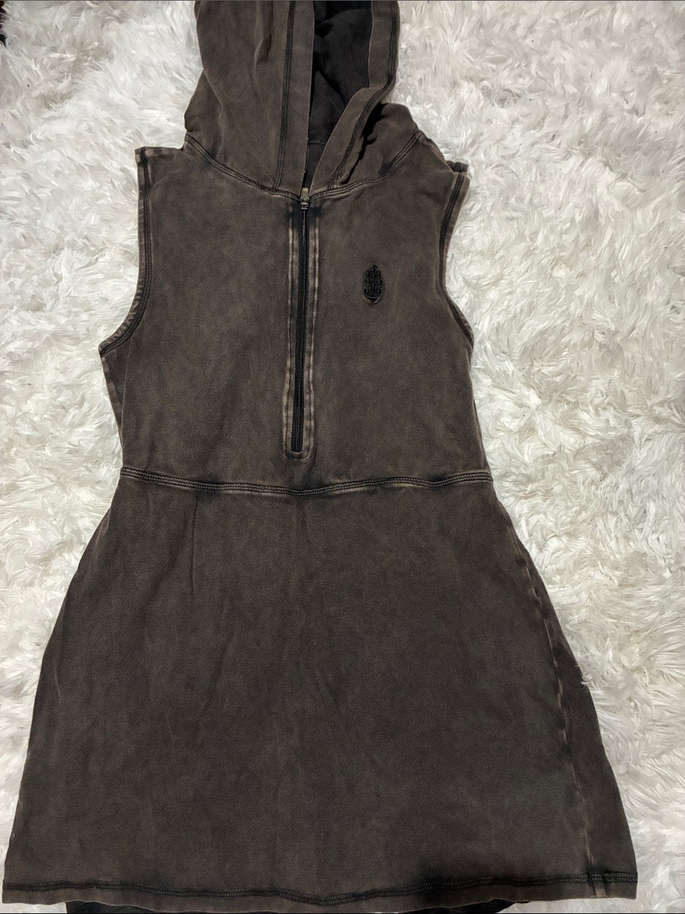 Free People Brown Sleeveless Hooded Romper Dress